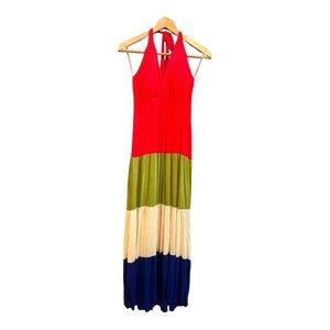 GILLI halter top maxi dress, colorblocks, size M